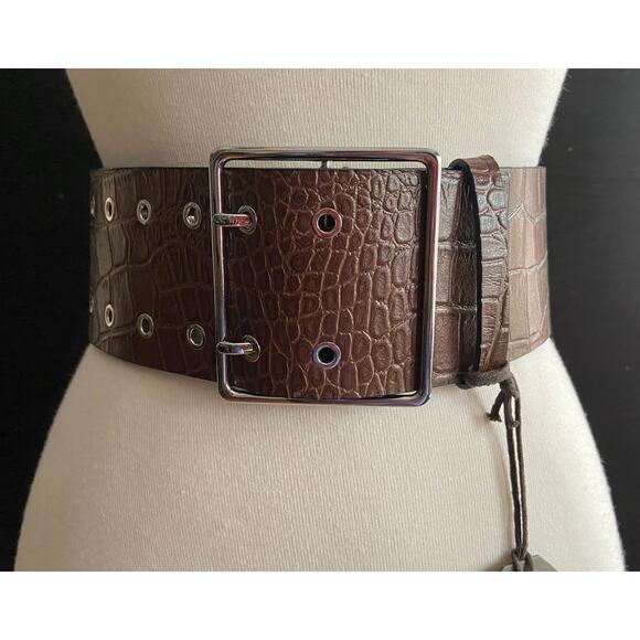 ALLSAINTS 'Aline Croco' Wide Leather Waist Belt sz XS (NWT) - Picture 1 of 10